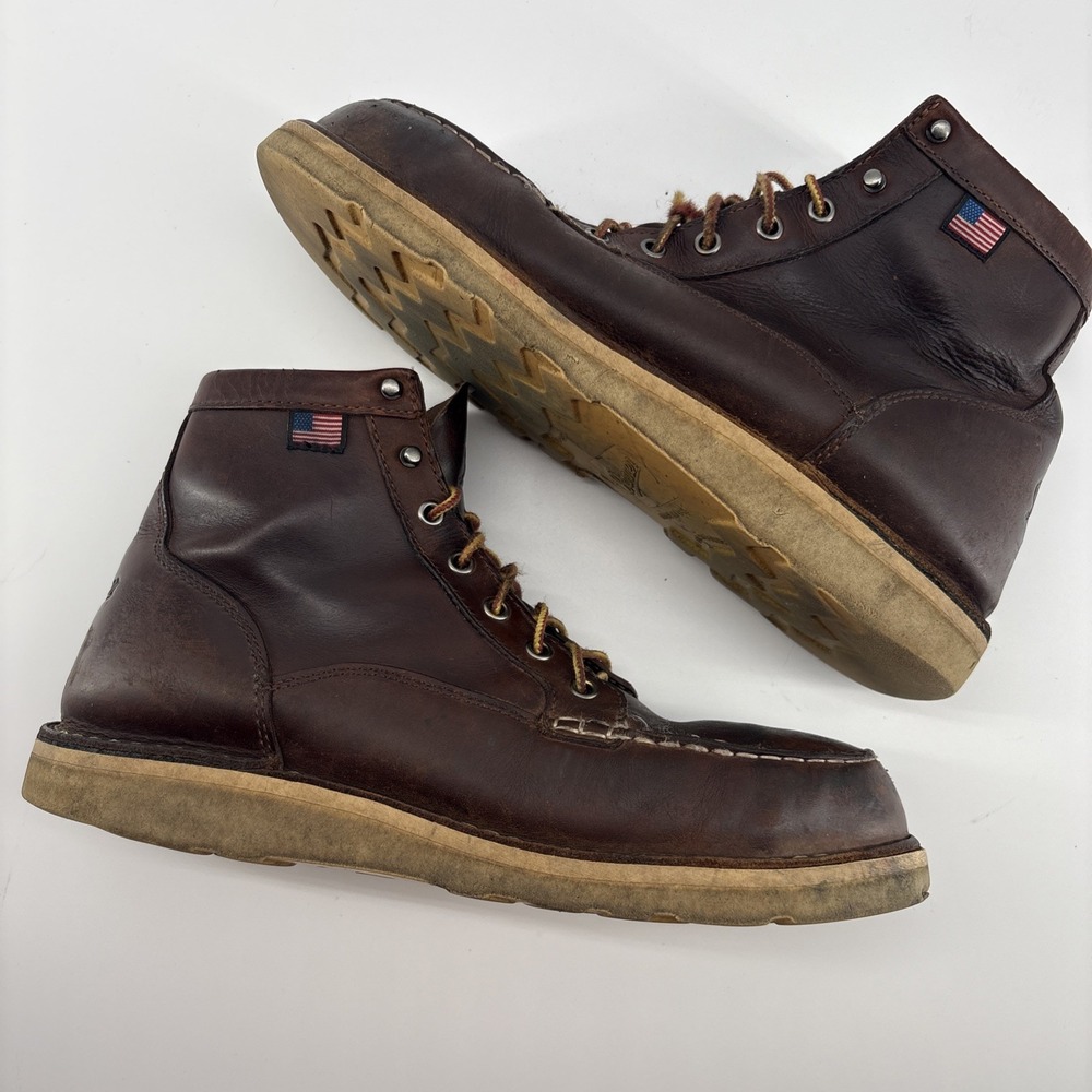 Danner Bull Run Mens Brown Leather Moc Toe Work Boots Made in USA Oil Resistant - Picture 8 of 14